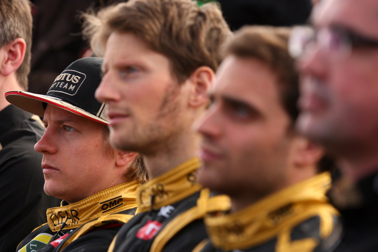 Kimi Raikkonen, Lotus Renault F1 Team with Romain Grosjean (FRA), Lotus Renault F1 Team  - Lotus F1 Team E20 Launch