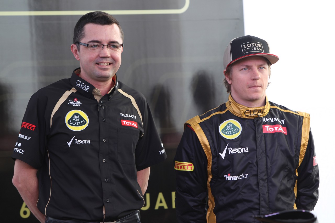 
Eric Boullier (FRA), Team Principal, Lotus Renault GP with Kimi Raikkonen, Lotus Renault F1 Team  - Lotus F1 Team E20 Launch 