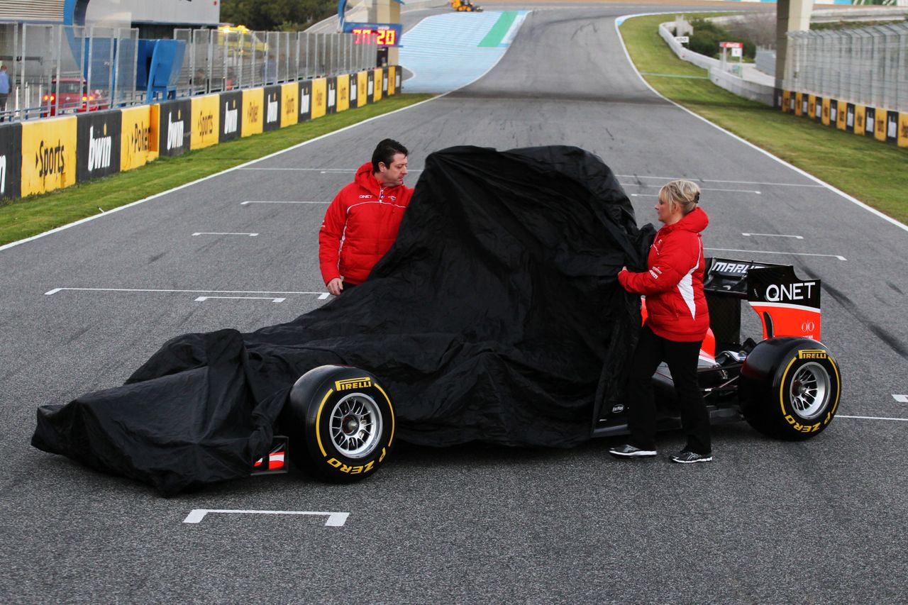 The new Marussia F1 Team MR02 is unveiled.
