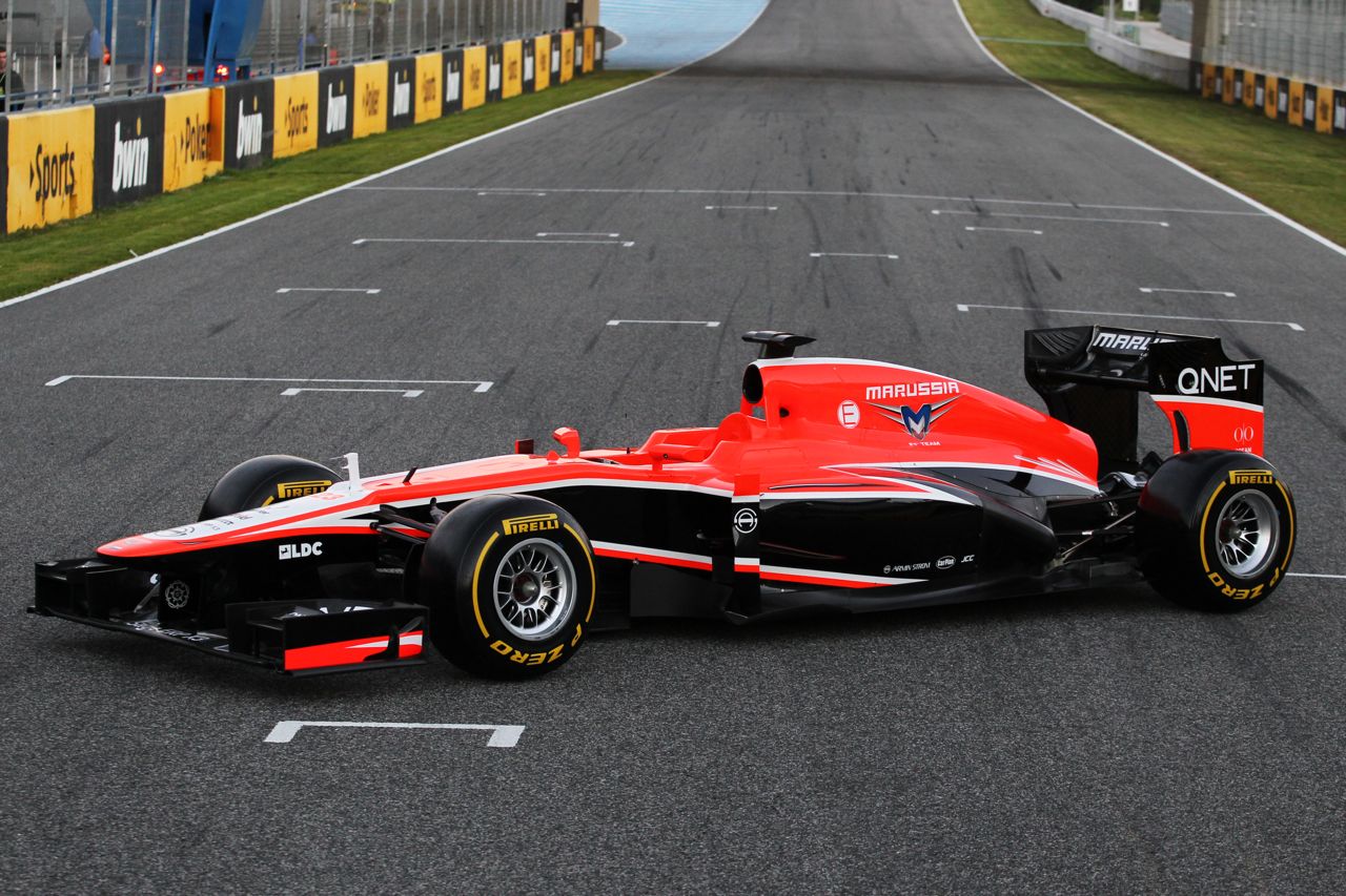 The new Marussia F1 Team MR02 is unveiled.
