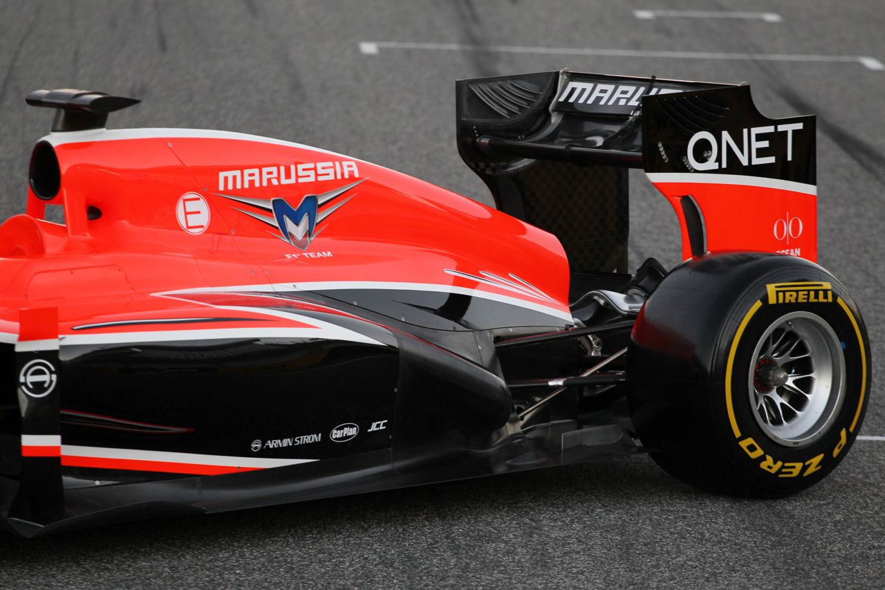 Marussia F1 Team MR02 rear suspension detail.

