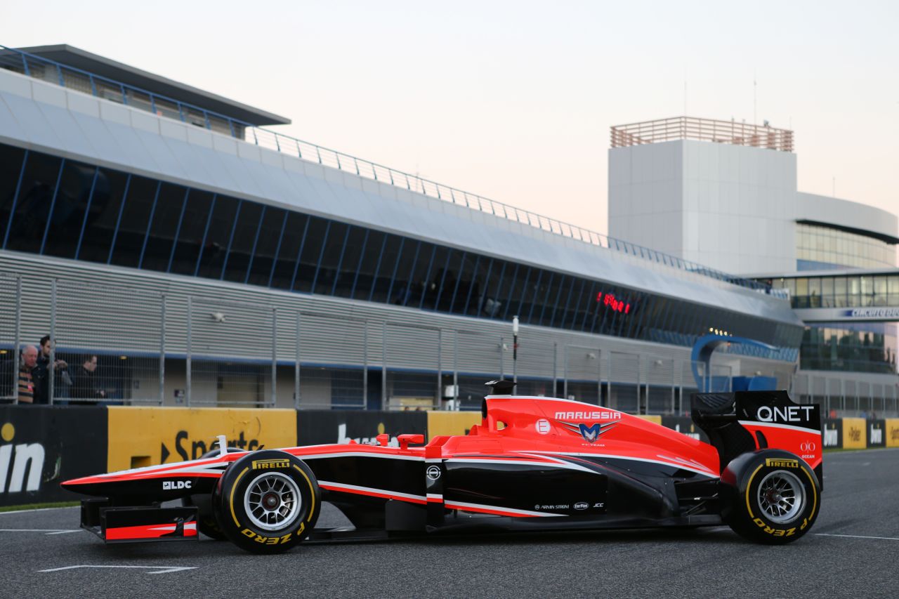 The new Marussia F1 Team MR02 is revealed.


