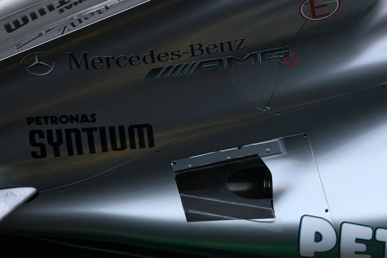 21.02.2012 Barcelona, Spain, Technical detail, exhaust - Mercedes F1 W03 Launch 