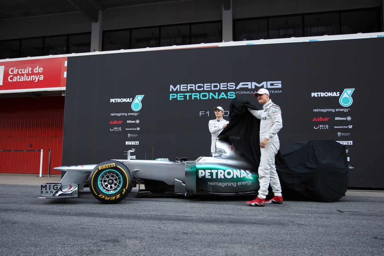 21.02.2012 Barcelona, Spain, Nico Rosberg (GER), Mercedes GP and Michael Schumacher (GER), Mercedes GP unveil the new W03 - Mercedes F1 W03 Launch 