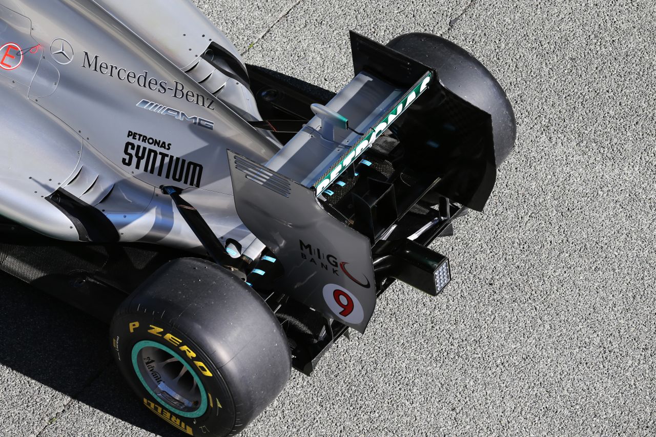 Nico Rosberg (GER) Mercedes AMG F1 W04 - first run - rear wing detail.
