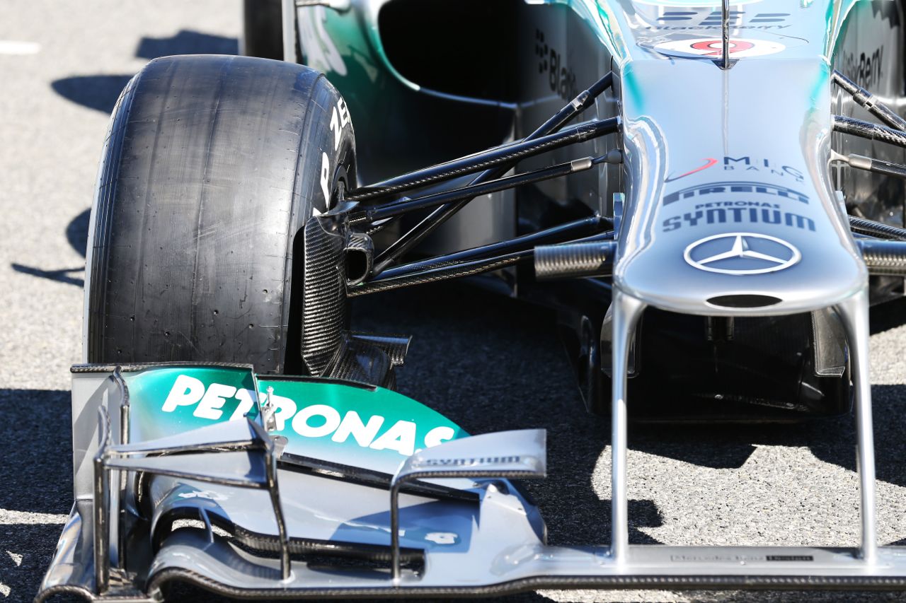The new Mercedes AMG F1 W04 front suspension detail.
