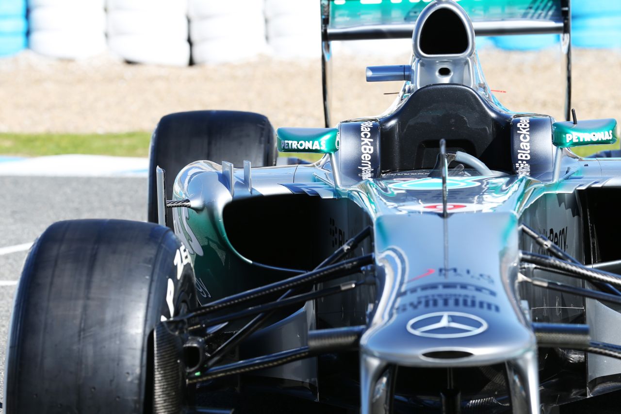 The new Mercedes AMG F1 W04 sidepod detail.
