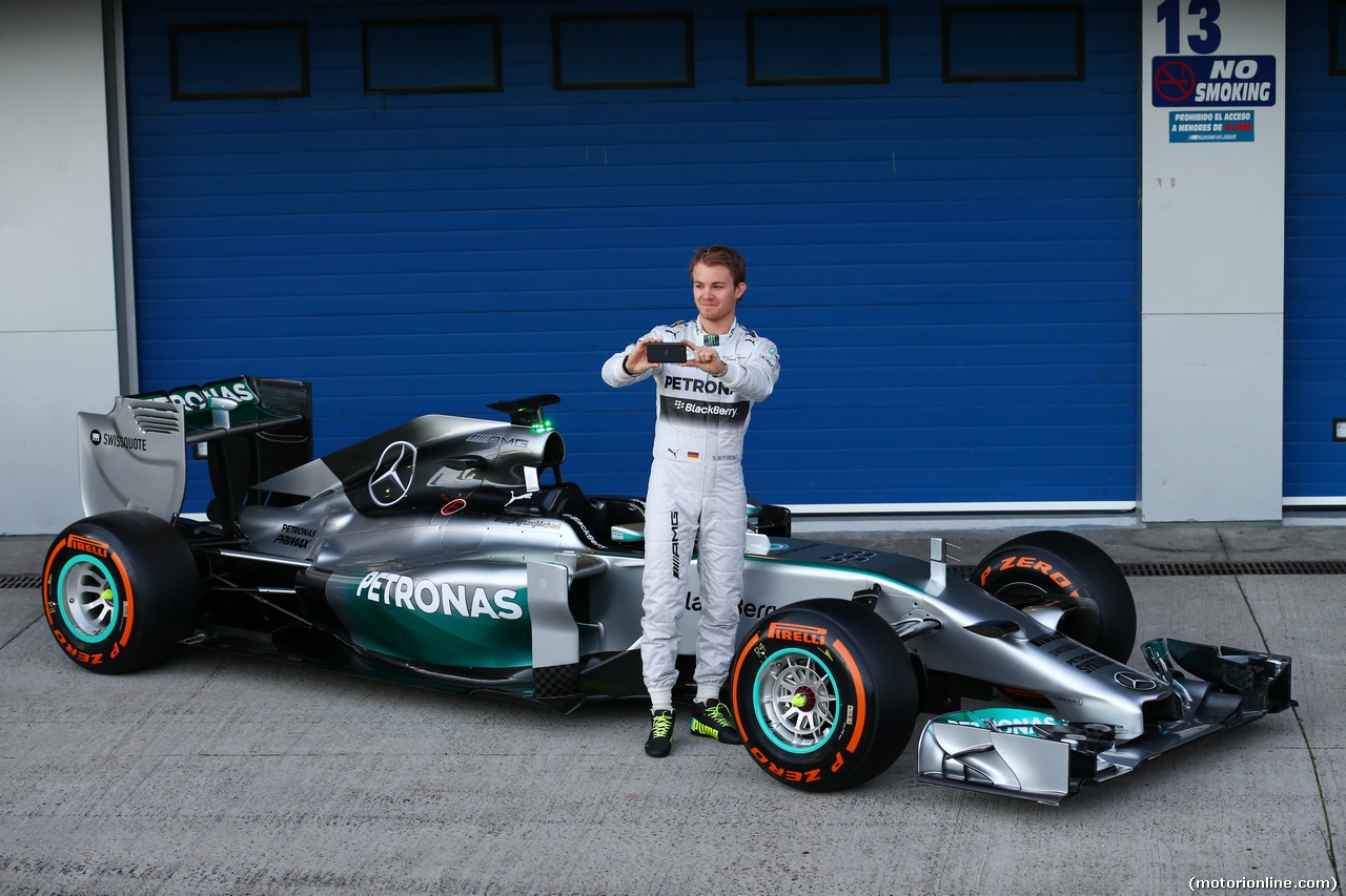 Nico Rosberg (GER) Mercedes AMG F1 at the unveiling of the new Mercedes AMG F1 W05.
28.01.2014. Formula One Testing, Day One, Jerez, Spain.