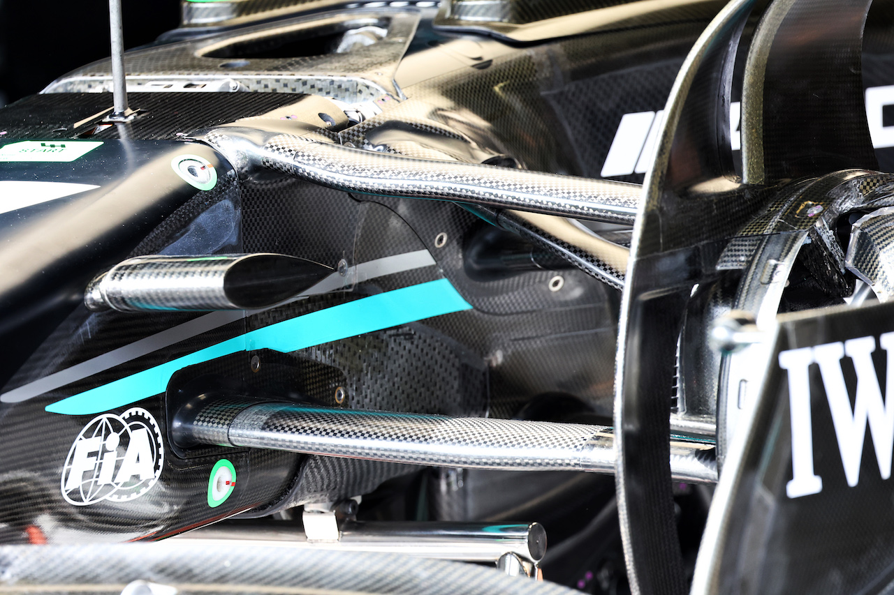 Mercedes AMG F1 W14 front suspension detail.
25.05.2023. Formula 1 World Championship, Rd 7, Monaco Grand Prix, Monte Carlo, Monaco, Preparation Day.
- www.xpbimages.com, EMail: requests@xpbimages.com ¬© Copyright: Batchelor / XPB Images