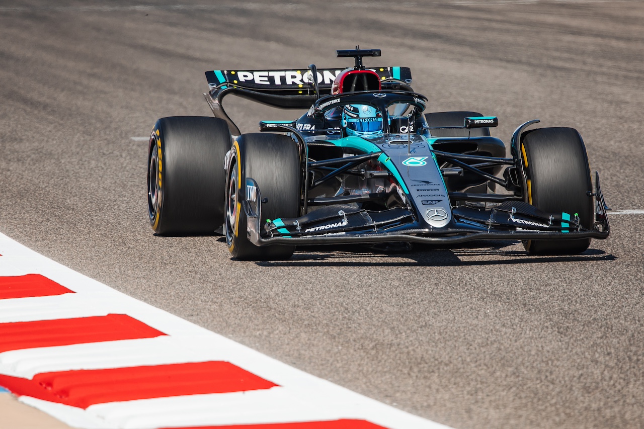 George Russell (GBR) Mercedes AMG F1 W15.
21.02.2024. Formula 1 Testing, Sakhir, Bahrain, Day One.
- www.xpbimages.com, EMail: requests@xpbimages.com © Copyright: Bearne / XPB Images