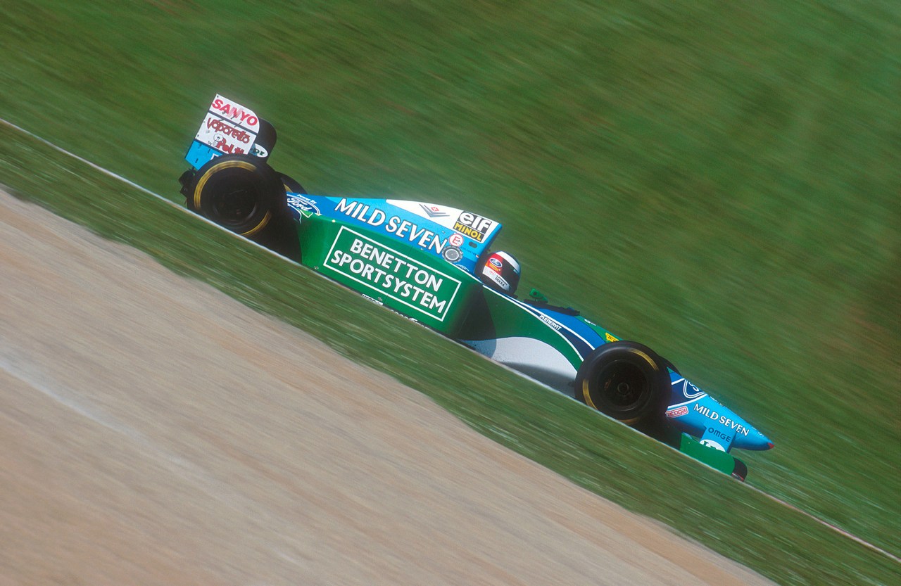 
Formula One Championship 1994 - GP F1 Imola 
Michael Schumacher (Benetton B194 Ford) celebrates 1st position. 
