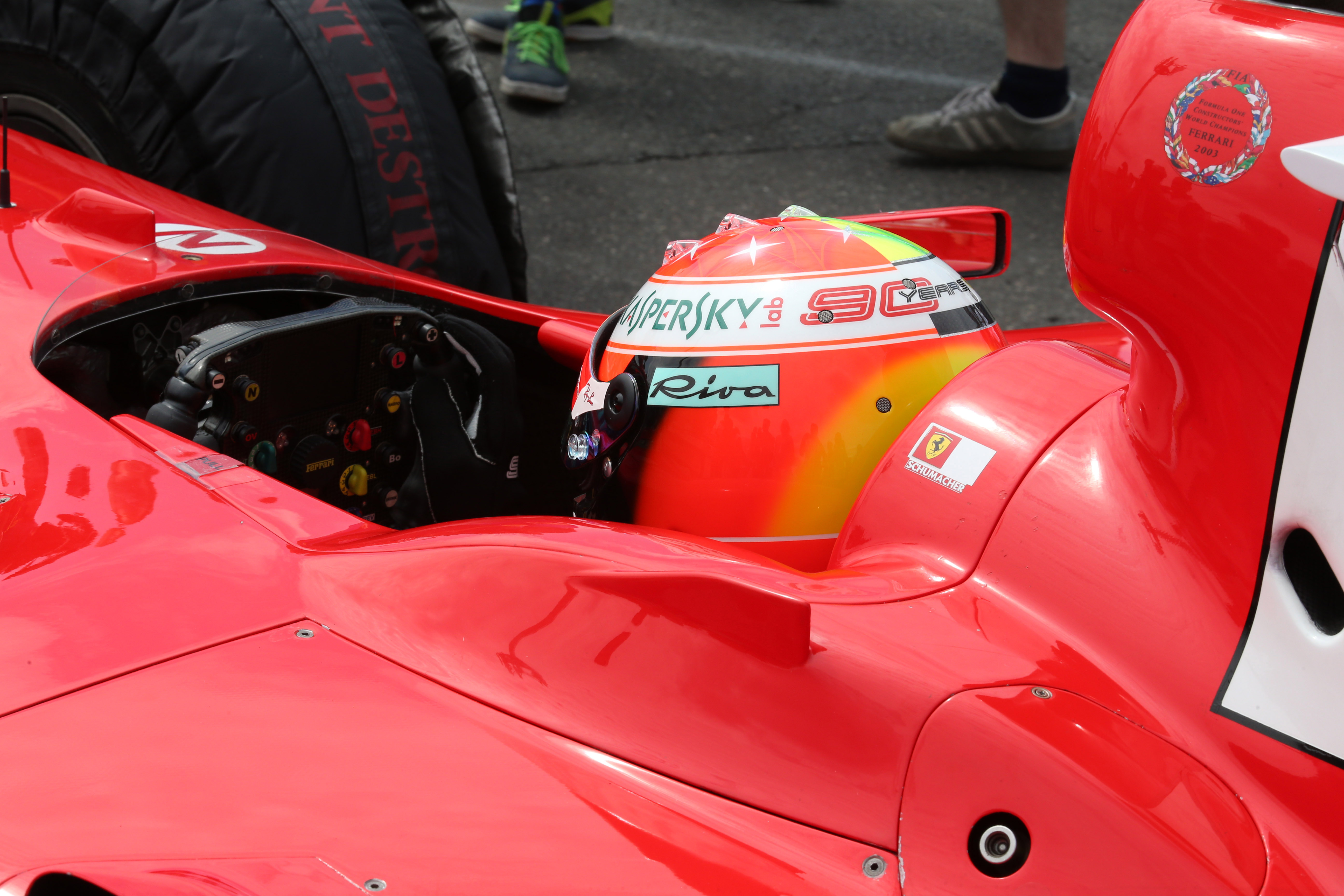 27.07.2019 - Mick Schumacher (GER) Ferrari Test Driver in the Ferrari F2003-GA driven by his father Michael Schumacher