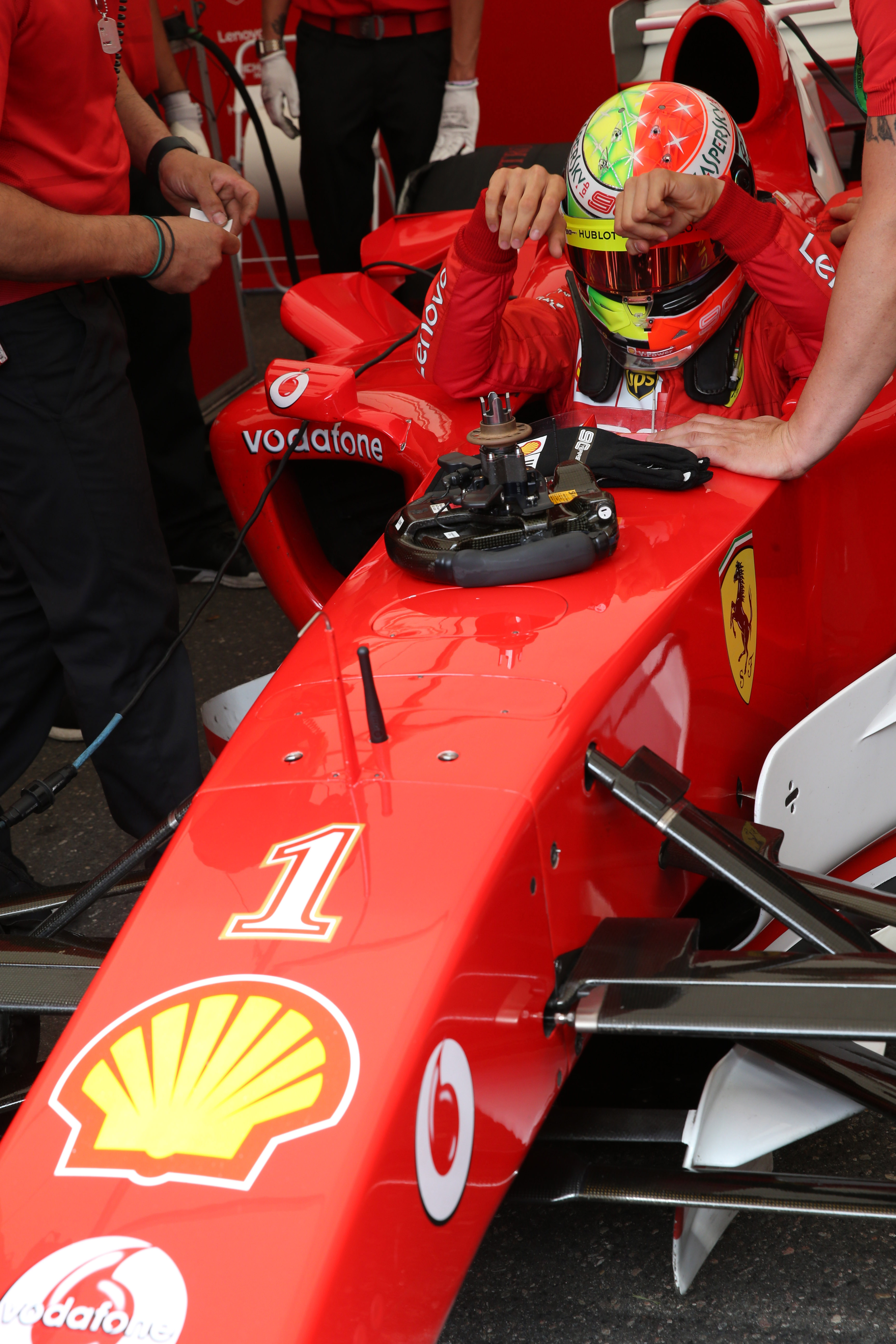27.07.2019 - Mick Schumacher (GER) Ferrari Test Driver in the Ferrari F2003-GA driven by his father Michael Schumacher