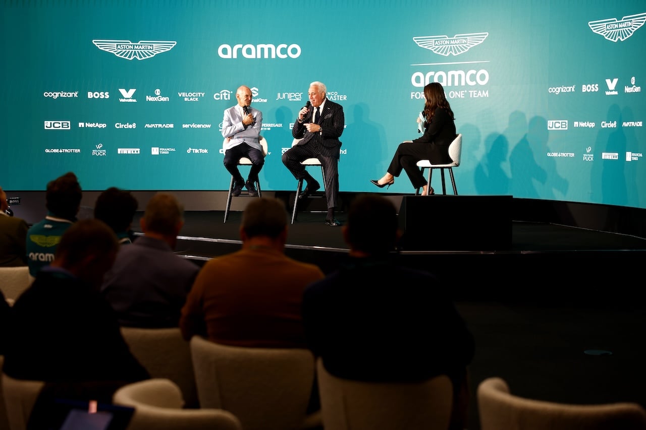 portrait, TS-Live, Aston Martin HQ Silverstone, F12416a, F1, GP, Great Britain
Adrian Newey, Managing Technical Partner, Aston Martin F1 Team and Lawrence Stroll, Owner, Aston Martin F1 Team onstage