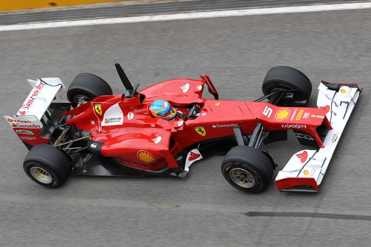 Fernando Alonso (ESP), Scuderia Ferrari with new exhaust system 
03.05.2012. Formula 1 World Championship, Testing, Mugello, Italy 
 