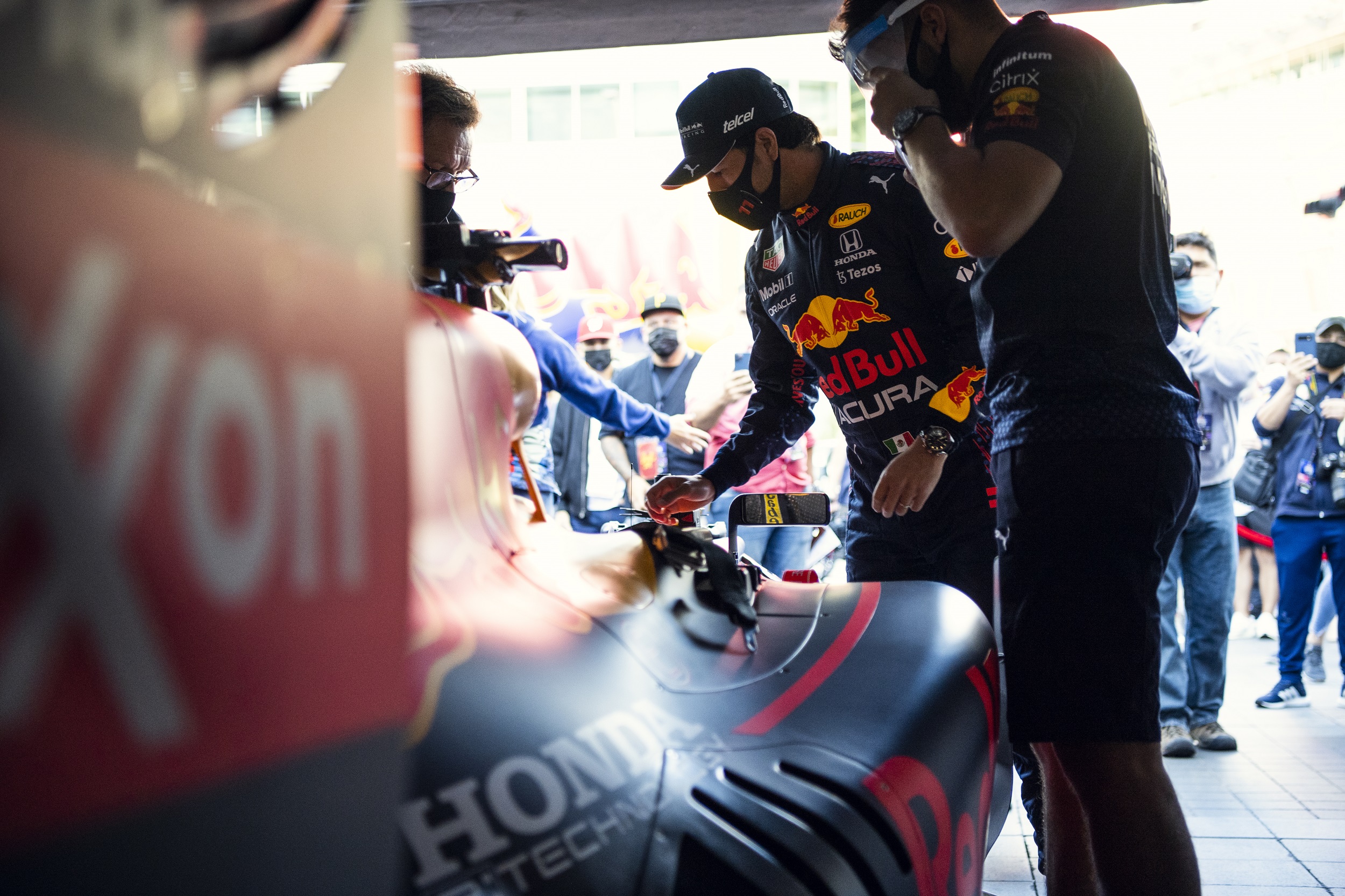 Sergio “Checo” Perez prepares to drive the RB7 car at Red Bull Show Run in Dallas, Texas, USA on 16 October, 2021.