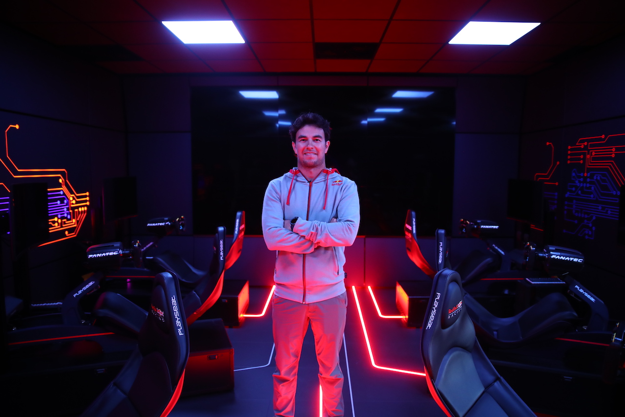 MILTON KEYNES, ENGLAND - JANUARY 11: Sergio Perez of Mexico and Red Bull Racing poses for a photo at Red Bull Racing Factory on January 11, 2021 in Milton Keynes, England. (Photo by Mark Thompson/Getty Images)