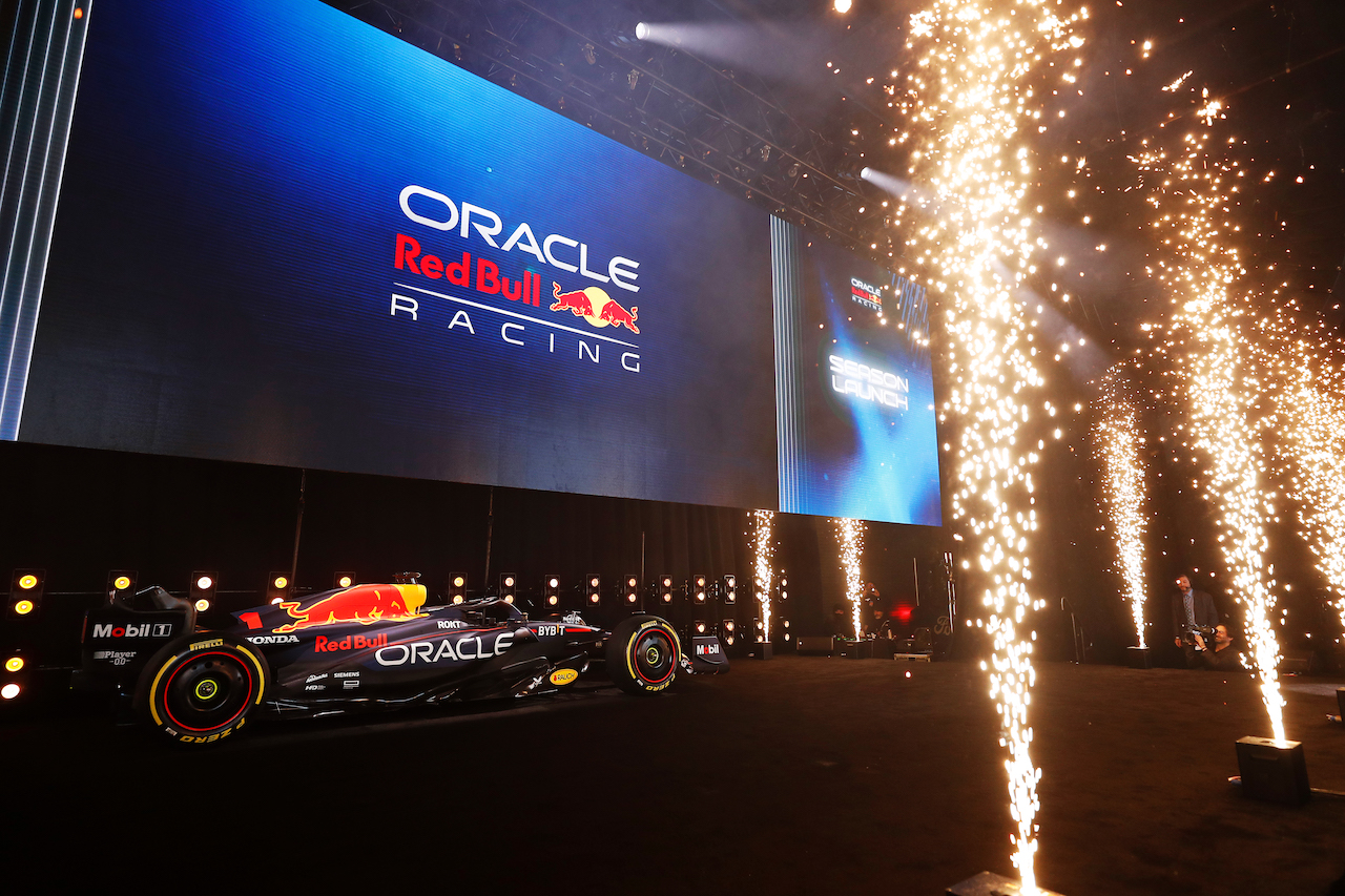 Detail of the Oracle Red Bull Racing RB19 is unveiled during the Oracle Red Bull Racing Season Launch 2023 at Classic Car Club Manhattan on February 03, 2023 in New York City.  // FIA / Getty Images / Red Bull Content Pool // SI202302030513 // Usage for editorial use only // 