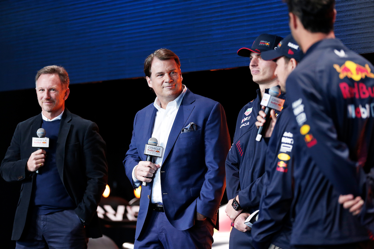 Jim Farley, CEO of Ford looks on during the Oracle Red Bull Racing Season Launch 2023 at Classic Car Club Manhattan on February 03, 2023 in New York City. (Photo by John Lamparski/Getty Images for Oracle Red Bull Racing) // FIA / Getty Images / Red Bull Content Pool // SI202302030522 // Usage for editorial use only // 