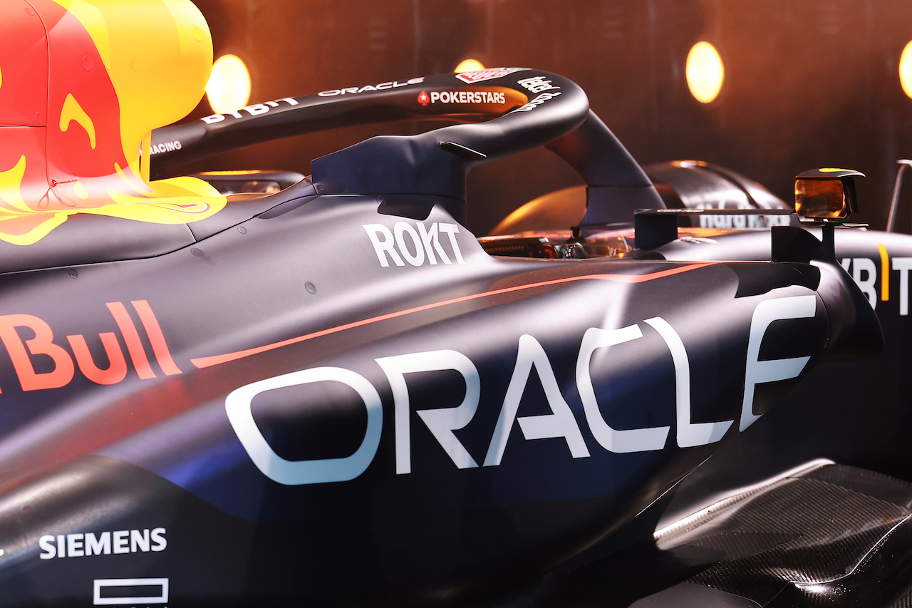 Detail of the Oracle Red Bull Racing RB19 is unveiled during the Oracle Red Bull Racing Season Launch 2023 at Classic Car Club Manhattan on February 03, 2023 in New York City.  // FIA / Getty Images / Red Bull Content Pool // SI202302030523 // Usage for editorial use only // 
