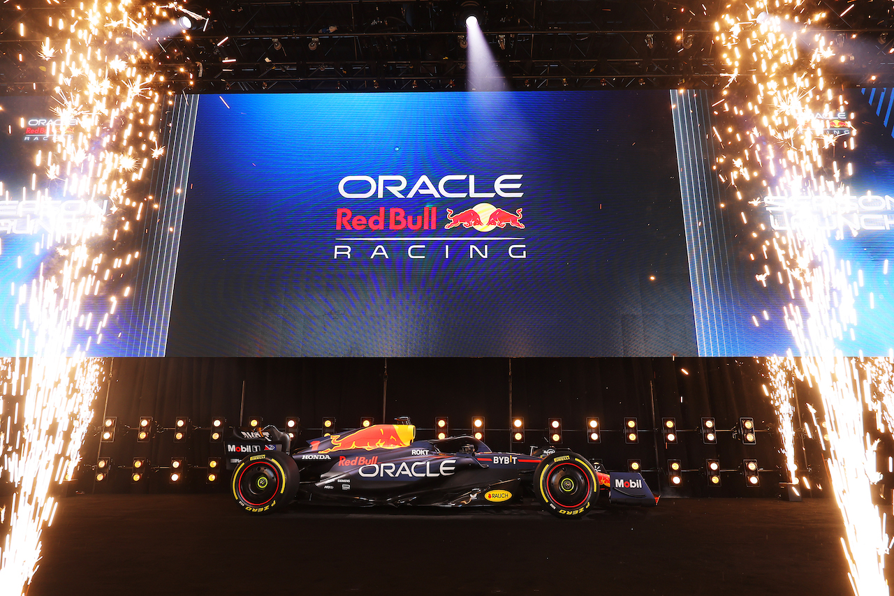 Detail of the Oracle Red Bull Racing RB19 is unveiled during the Oracle Red Bull Racing Season Launch 2023 at Classic Car Club Manhattan on February 03, 2023 in New York City.  // FIA / Getty Images / Red Bull Content Pool // SI202302030524 // Usage for editorial use only // 