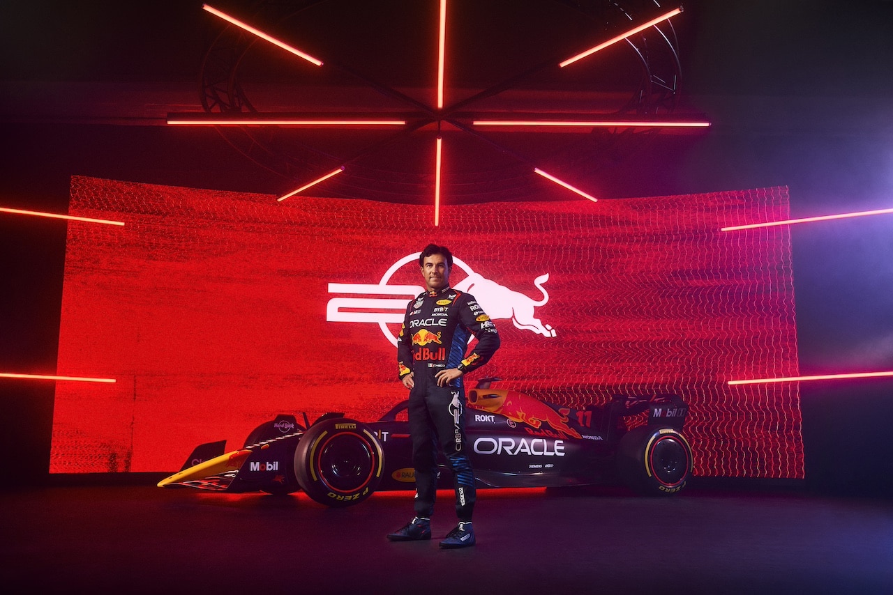 Sergio Perez poses for a portrait during Red Bull Racing 2024 Season Launch RB20 in London, UK on January 30, 2024 // Will Cornelius / Content Pool // SI202402140530 // Usage for editorial use only // 