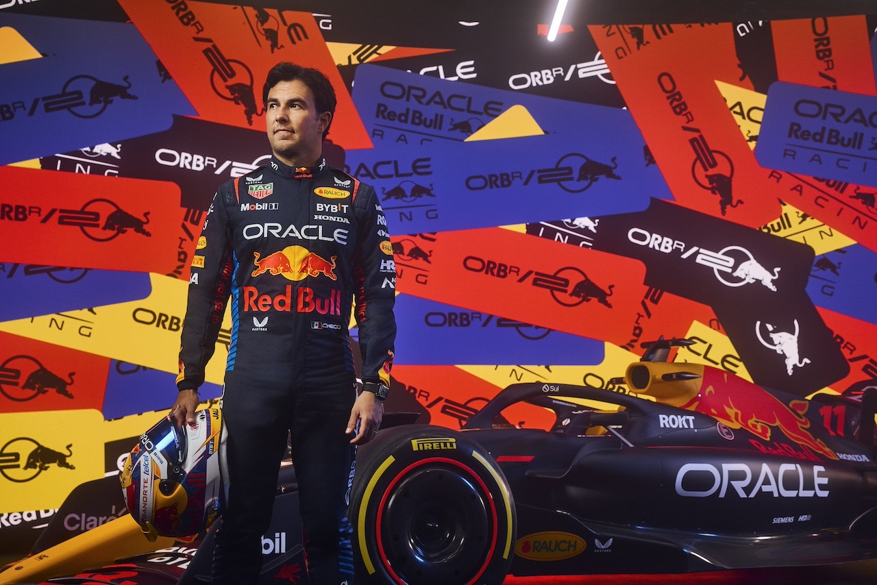 Sergio Perez poses for a portrait during Red Bull Racing 2024 Season Launch RB20 in London, UK on January 30, 2024 // Will Cornelius / Content Pool // SI202402140534 // Usage for editorial use only // 
