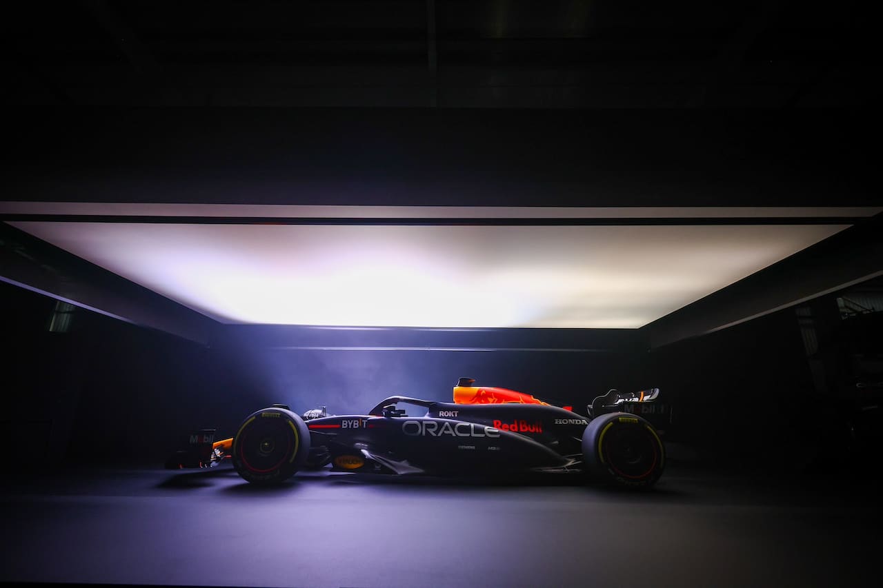 MILTON KEYNES, ENGLAND - FEBRUARY 15: The RB20 is pictured during the Oracle Red Bull Racing RB20 car launch at Red Bull Racing Factory on February 15, 2024 in Milton Keynes, England. (Photo by Mark Thompson/Getty Images for Red Bull Racing) // SI202402150748 // Usage for editorial use only // 