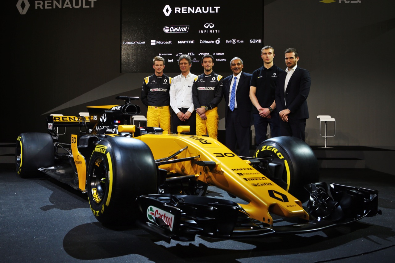 (L to R): Nico Hulkenberg (GER) Renault Sport F1 Team; Pepijn Richter, Microsoft Director of Product Marketing; Jolyon Palmer (GBR) Renault Sport F1 Team; Mandhir Singh, Castol COO; Sergey Sirotkin (RUS) Renault Sport F1 Team Third Driver; Tommaso Volpe, Infiniti Global Director of Motorsport, and the Renault Sport F1 Team RS17.
21.02.2017.