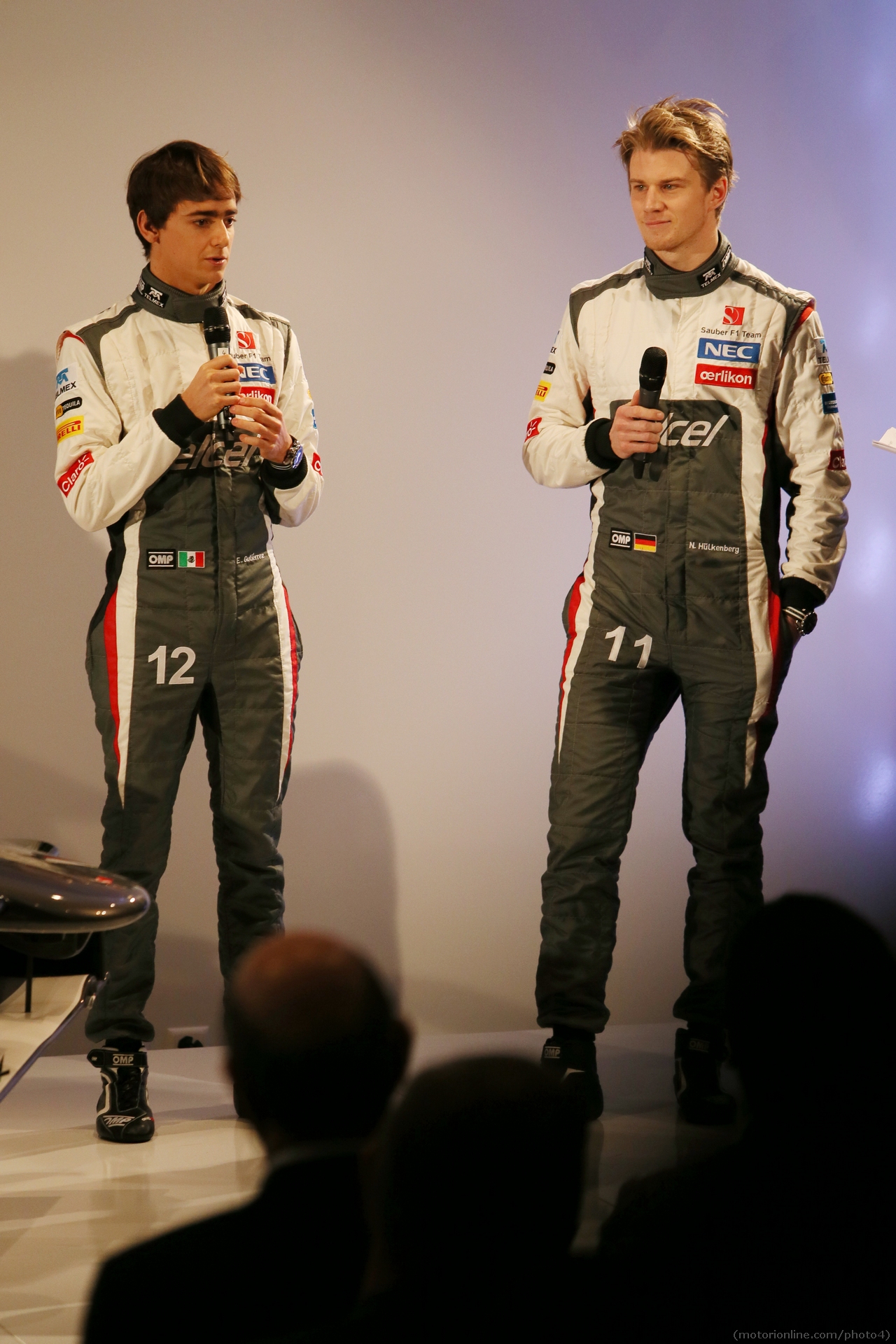 (L to R): Esteban Gutierrez (MEX) Sauber with team mate Nico Hulkenberg (GER) Sauber.
