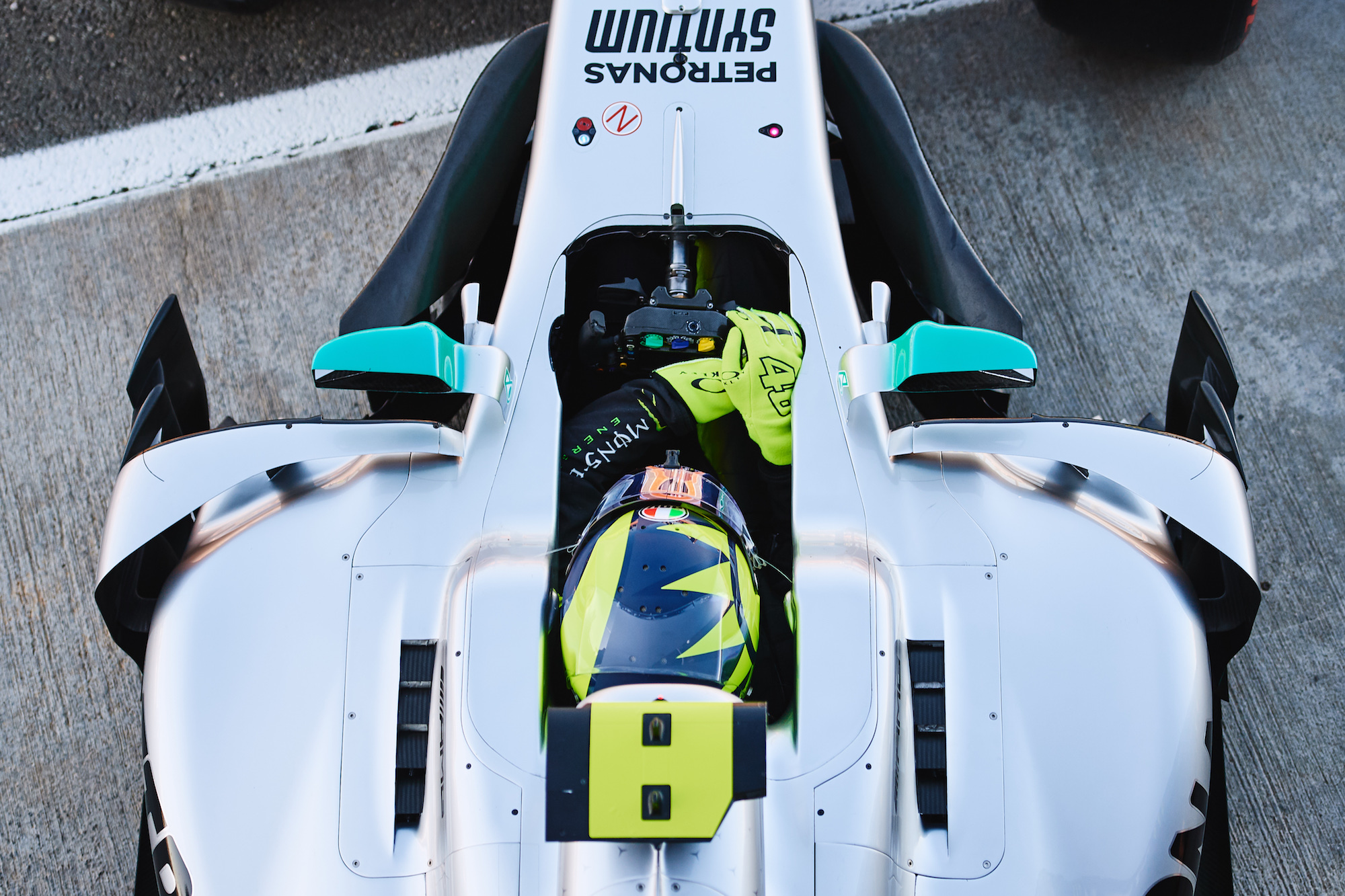 VALENCIA, SPAIN - DECEMBER 09: Atmosphere during the #LH44VR46 test at Ricardo Tormo circuit of Valencia on December 09, 2019 in Valencia, Spain.
Lewis Hamilton and Valentino Rossi swapped their respective machinery in an unprecedented test between two motorsport icons.
Photo by Guido De Bortoli/Getty Images for Monster Energy)