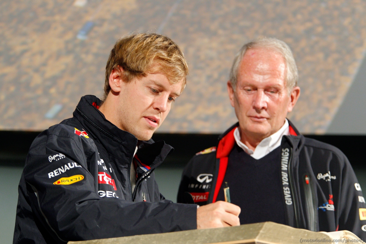 Sebastian Vettel (GER), Red Bull Racing and Dr Helmut Marko (AUT) Red Bull Motorsport Consultant 
