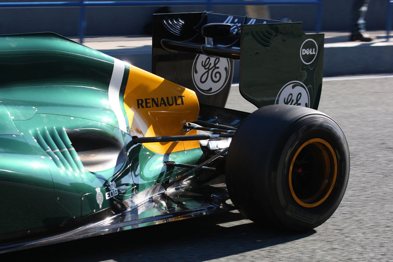 07.02.2012 Jerez, Spain,
Heikki Kovalainen (FIN), Caterham F1 Team rear suspension and wing- Formula 1 Testing, day 1 - Formula 1 World Championship 