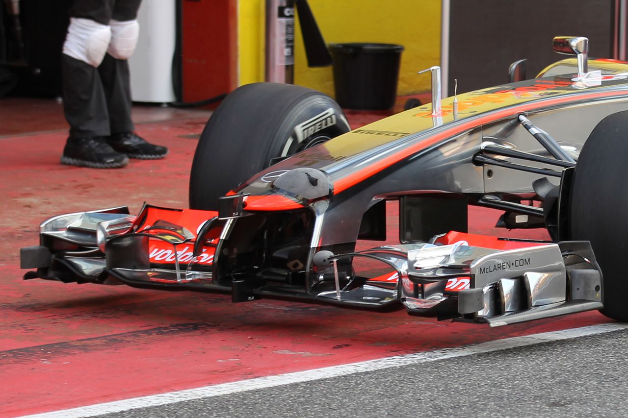 Mclaren testing parts on front wing 
02.05.2012. Formula 1 World Championship, Testing, Mugello, Italy 
 