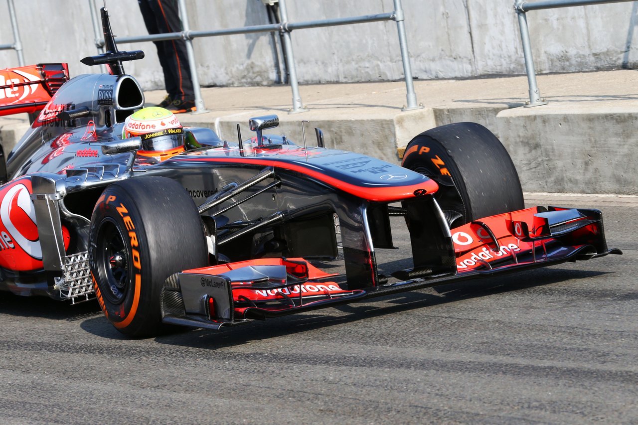 Oliver Turvey (GBR) McLaren McLaren  MP4-28 Test Driver running sensor equipment.
