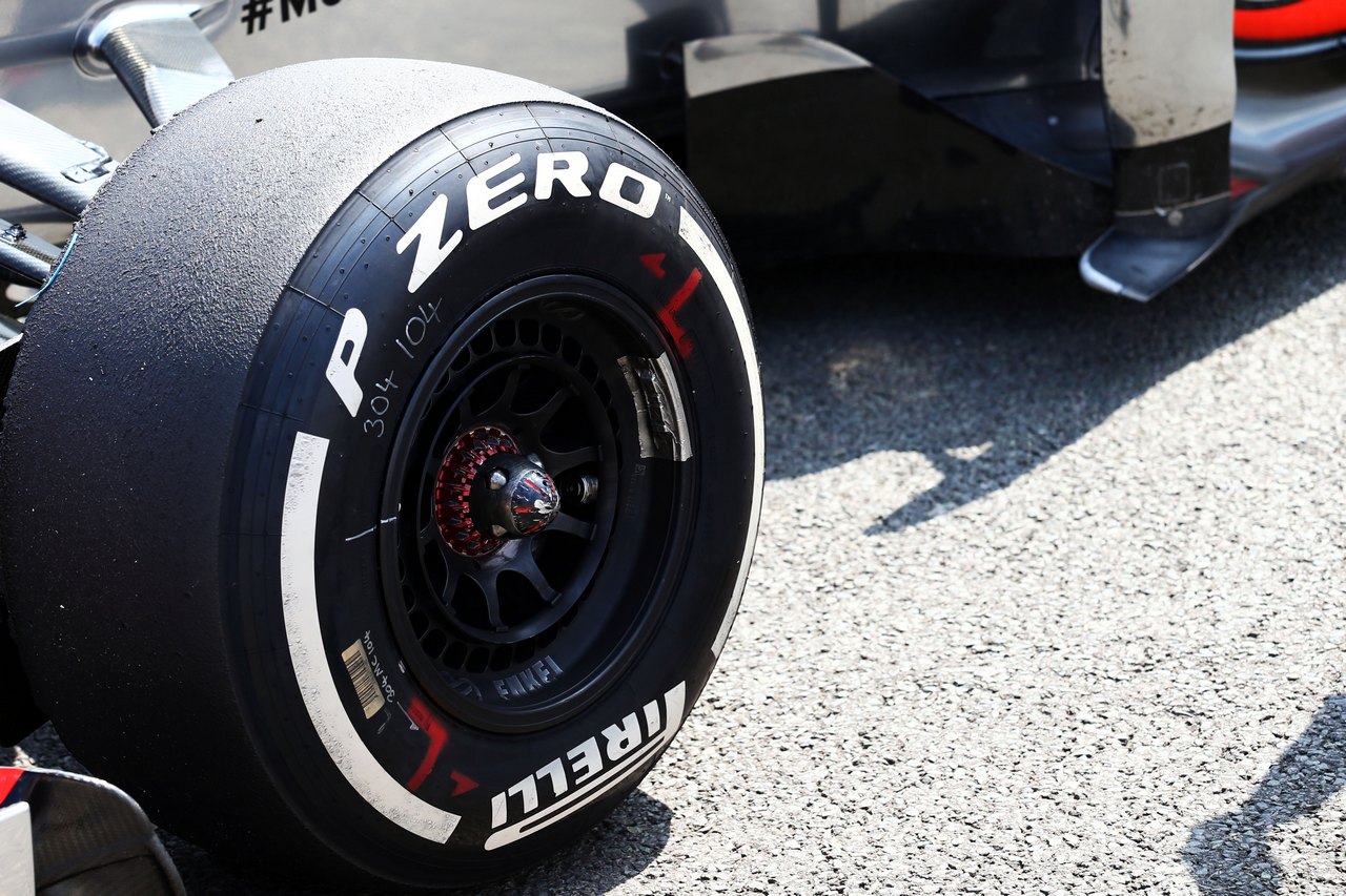 Pirelli tyre on the McLaren MP4-28.
