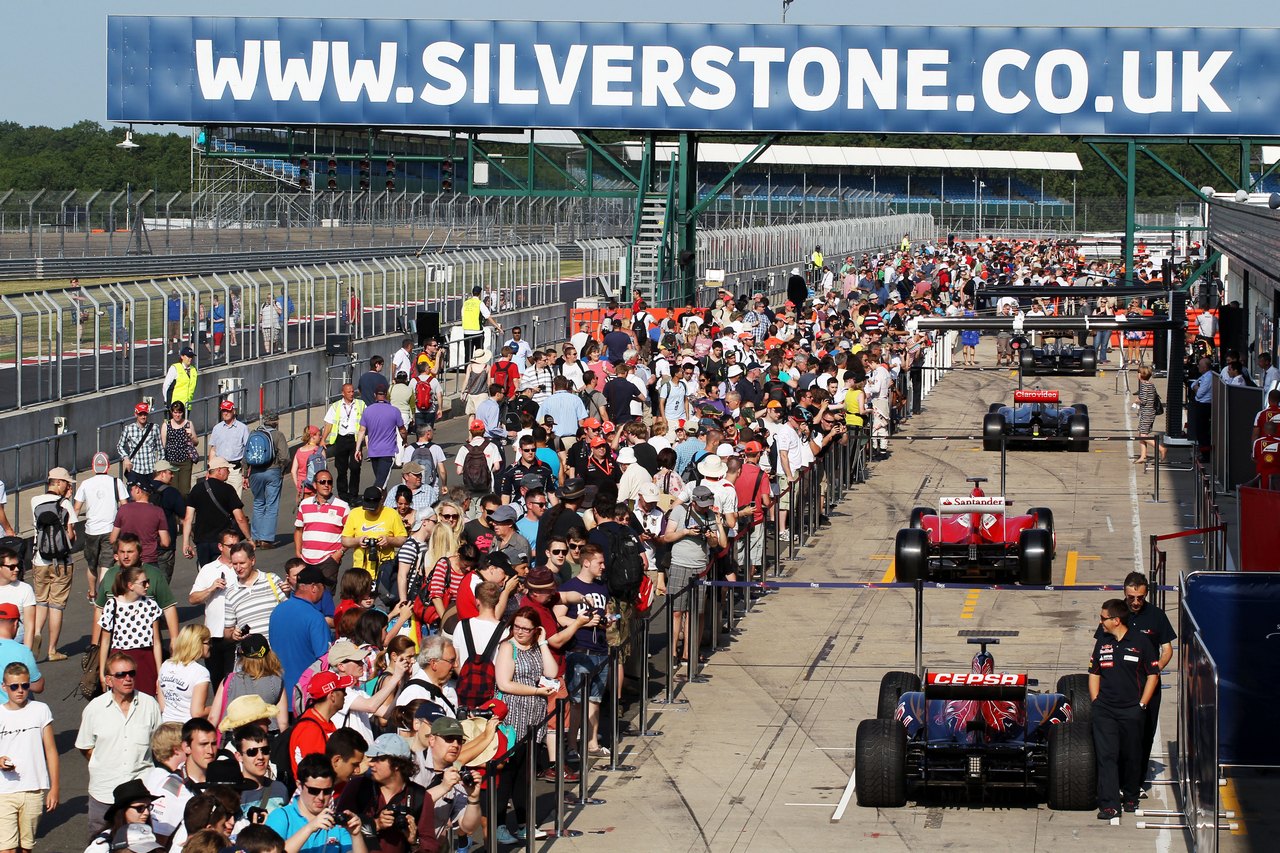 Fans in the pit lane at the end of the day's testing.

