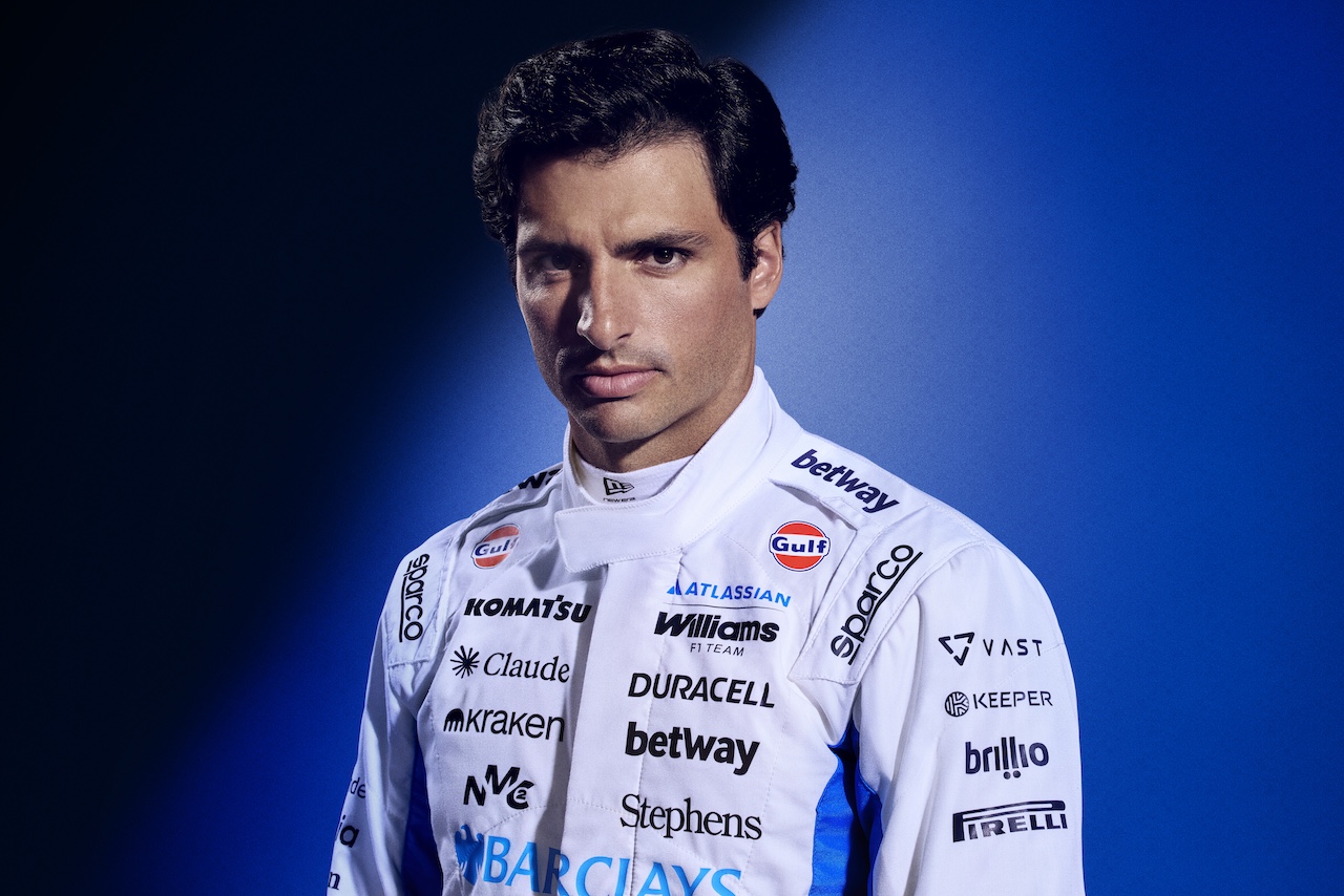 WANTAGE, ENGLAND - FEBRUARY 03: Carlos Sainz of Spain and Williams poses for a photo during the Atlassian Williams F1 Team Launch on February 03, 2026 in Wantage, England.  (Photo by Atlassian Williams F1 Team)