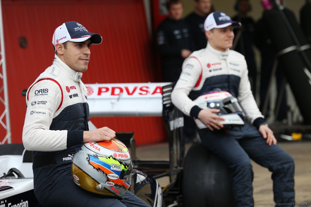 (L to R): Pastor Maldonado (VEN) Williams and team mate Valtteri Bottas (FIN) Williams with the new Williams FW35.
