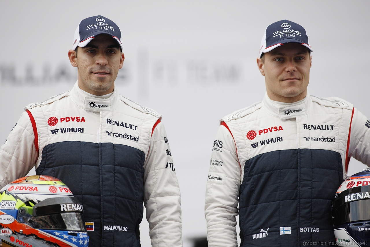 (L to R): Pastor Maldonado (VEN) Williams with team mate Valtteri Bottas (FIN) Williams.
