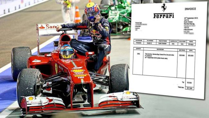 Ferrari: una fattura da 27.500 dollari a Webber per il servizio taxi di Alonso