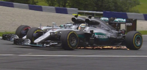 GP Austria, 10″ di penalità per Rosberg per il contatto con Hamilton