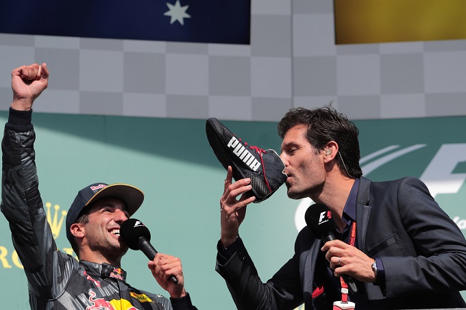 Webber: “Ricciardo? Sapevo che mi avrebbe chiesto di bere dalla sua scarpa”