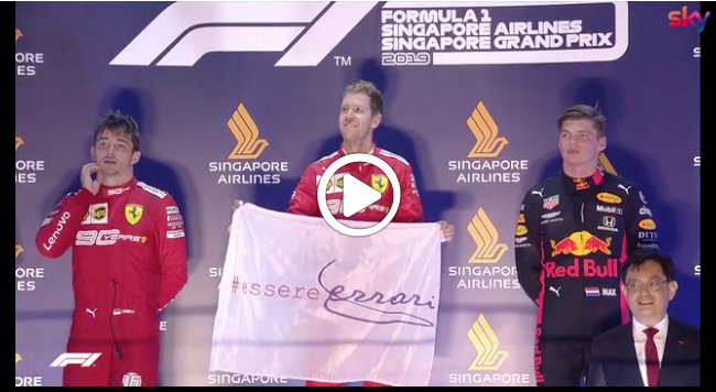 F1 | GP Singapore, Vettel torna sul gradino più alto del podio: la festa post gara [VIDEO]