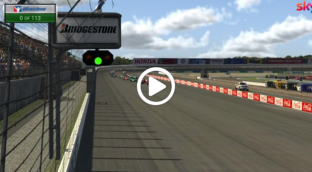 Indycar | iRacing, la partenza della gara virtuale a Motegi [VIDEO]