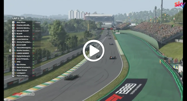 F1 | Virtual GP Interlagos, la partenza di Albon e Leclerc [VIDEO]