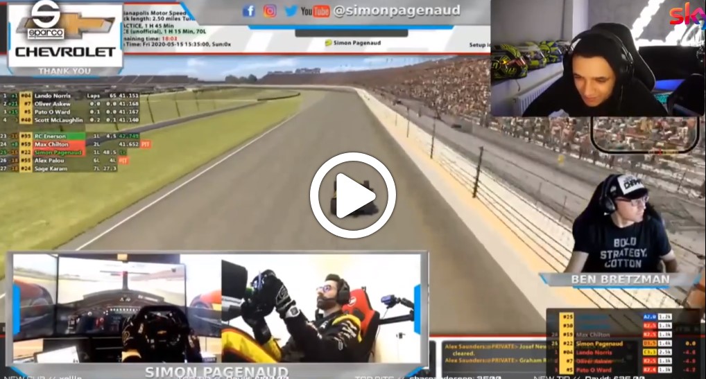 Indycar | Indy 500 virtuale, Pagenaud butta volontariamente fuori pista Norris [VIDEO]