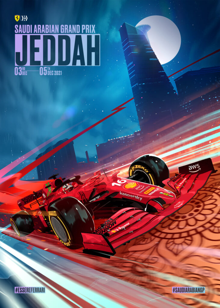 F1 | Ferrari, la locandina per il prossimo Gran Premio dell’Arabia Saudita