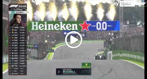 F1 | Russell conquista ad Interlagos la prima vittoria della carriera: l’ultimo giro e l’arrivo [VIDEO]