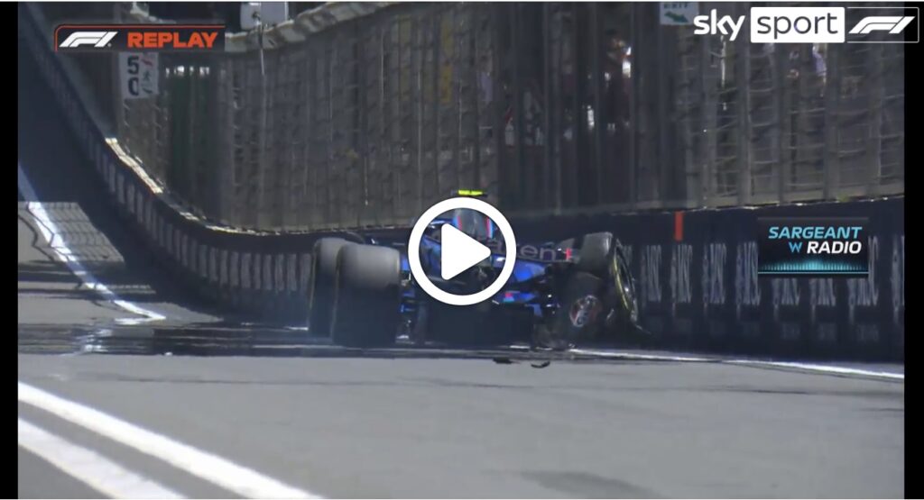 F1 | Sargeant costretto al “forfait” dopo l’incidente nelle qualifiche Shoot-Out a Baku [VIDEO]